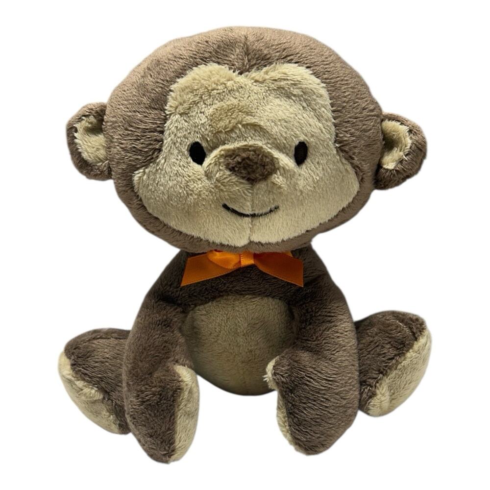 Carter's Child of Mine Monkey Plush Brown Tan Orange Bow Baby Stuffed Animal